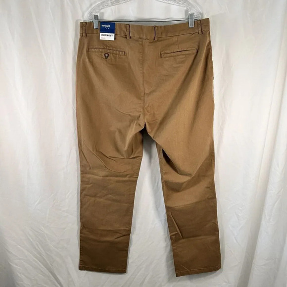 Old Navy Pants Men's 38x32 Brown Straight Cotton Blend Work Office New - Picture 6 of 8